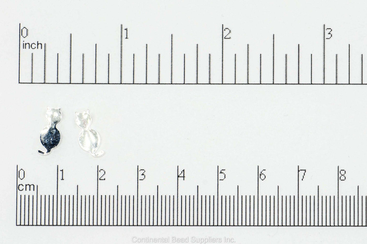 12.5mm x 5.5mm Cat Pendant - Made of Brass - Silver and Gold Finishes - 1mm Drilled Hole - Sold by the Piece - K145