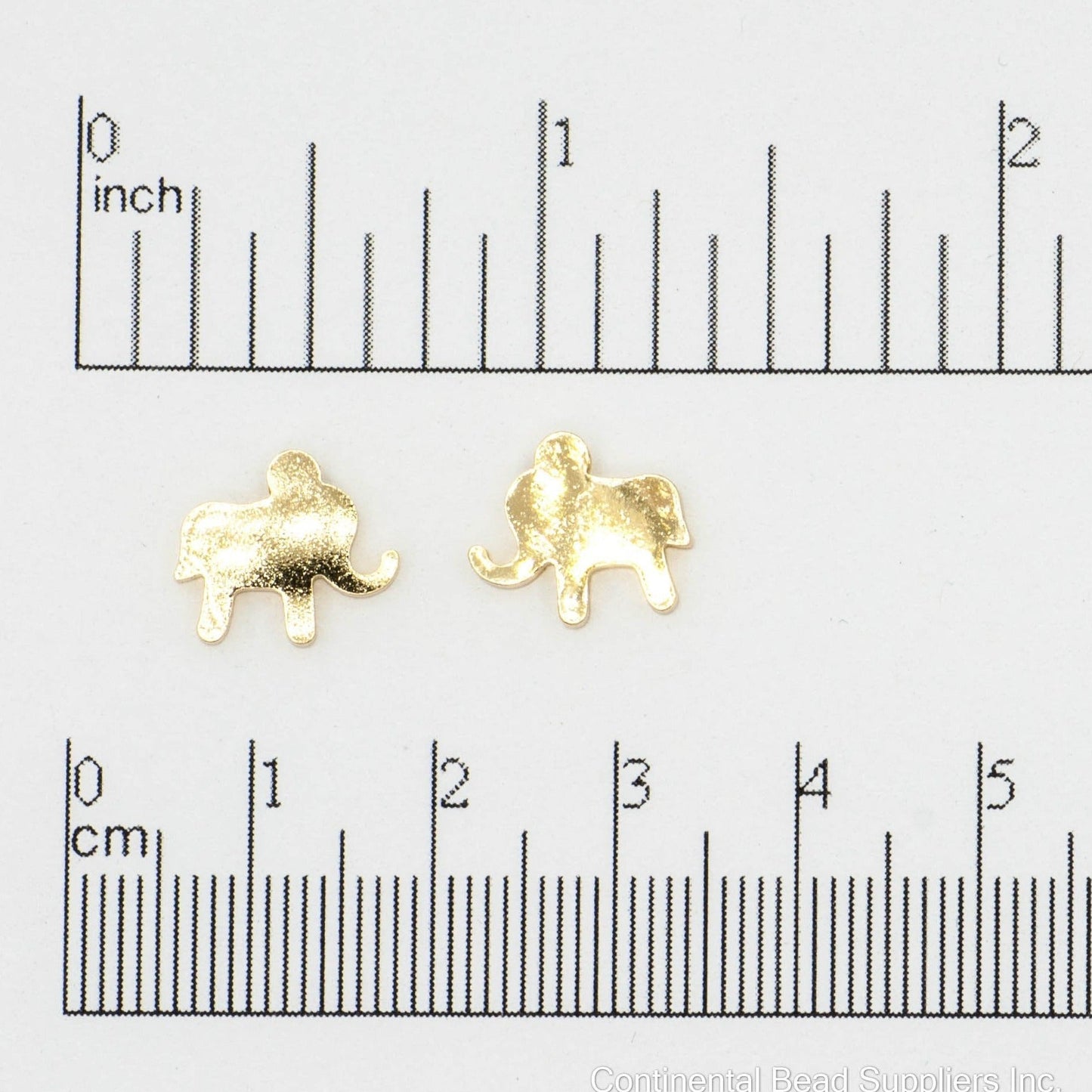 12.5mm x 9.5mm Elephant Charm Pendant - 1mm Hole - Brass - Silver and Gold Finishes - Sold by the Piece - K147