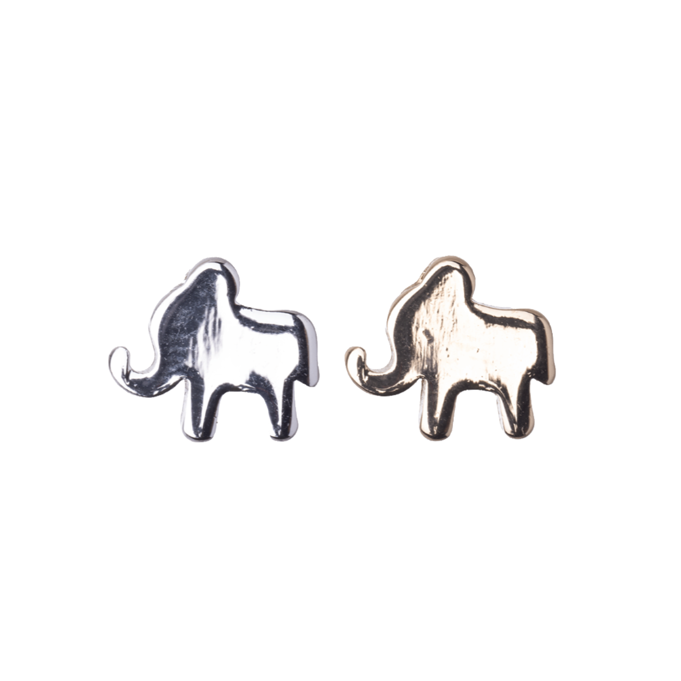 12.5mm x 9.5mm Elephant Charm Pendant - 1mm Hole - Brass - Silver and Gold Finishes - Sold by the Piece - K147