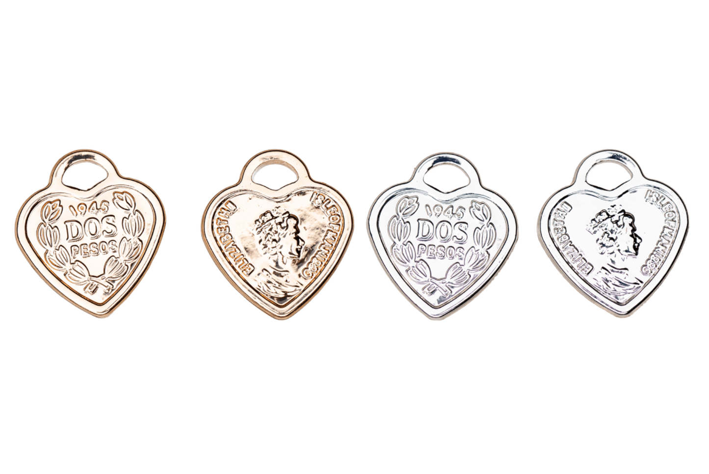 13mm x 11mm Dos Pesos Heart Charm - Made from Zinc - Silver and 18k Gold Finishes - K148
