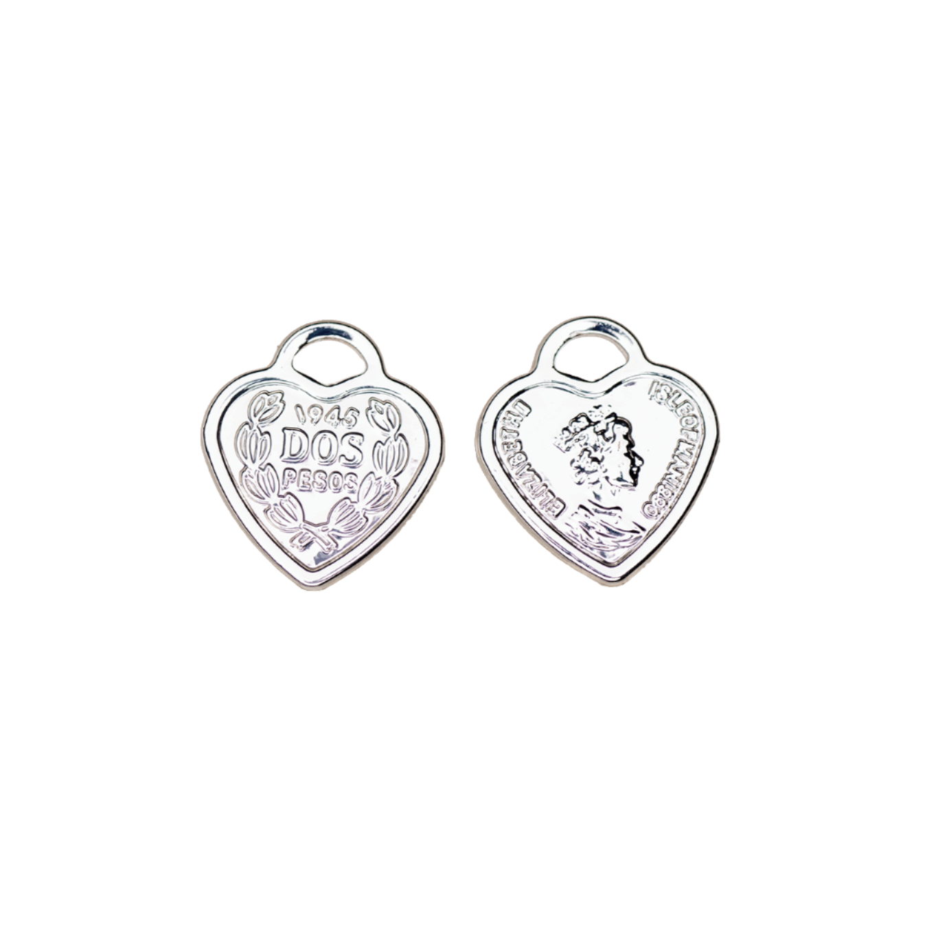 13mm x 11mm Dos Pesos Heart Charm - Made from Zinc - Silver and 18k Gold Finishes - K148