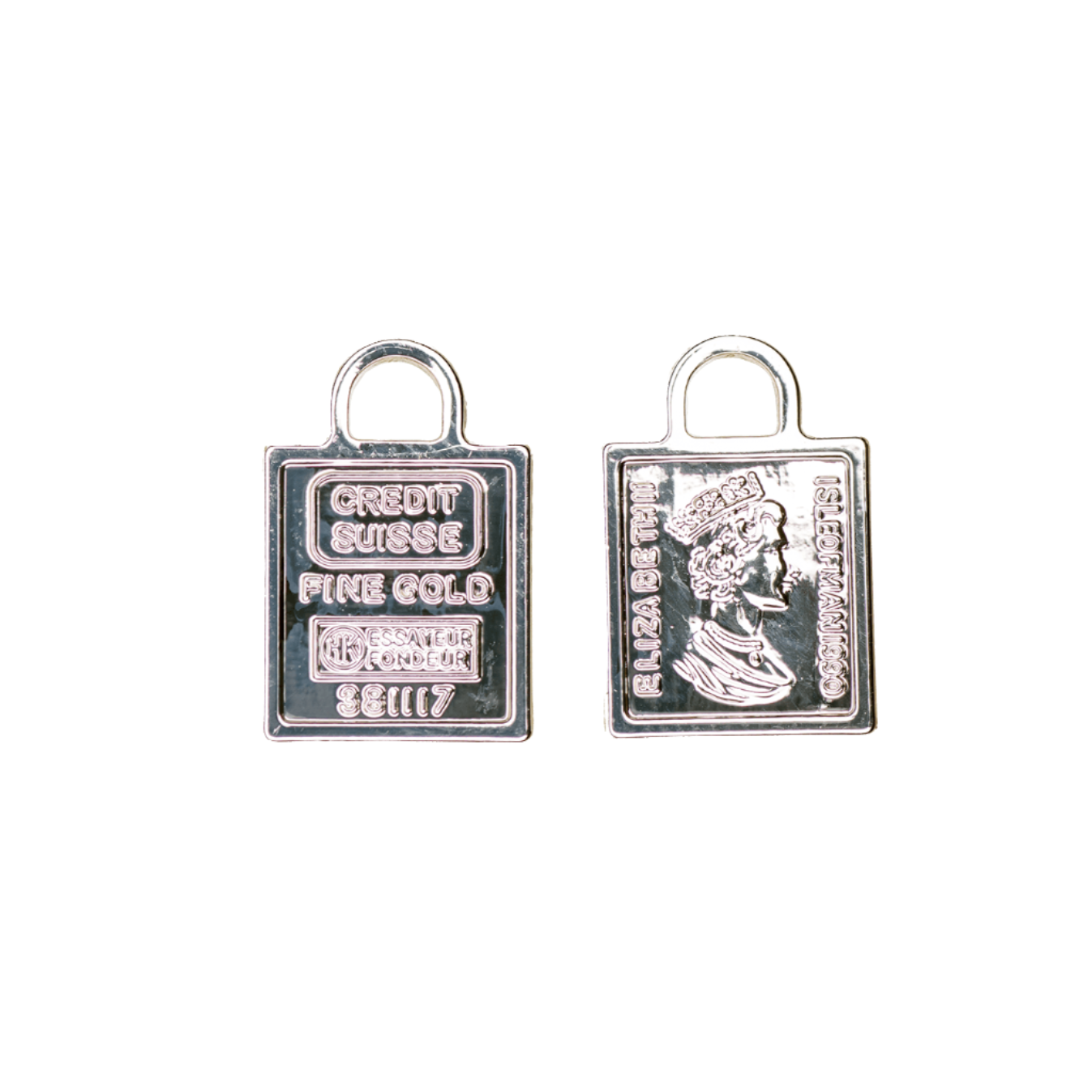 17mm x 11.25mm Bullion Bar Charm - Made from Zinc - Double-Sided - Silver and 18k Gold Finishes - Sold by the Piece - K149