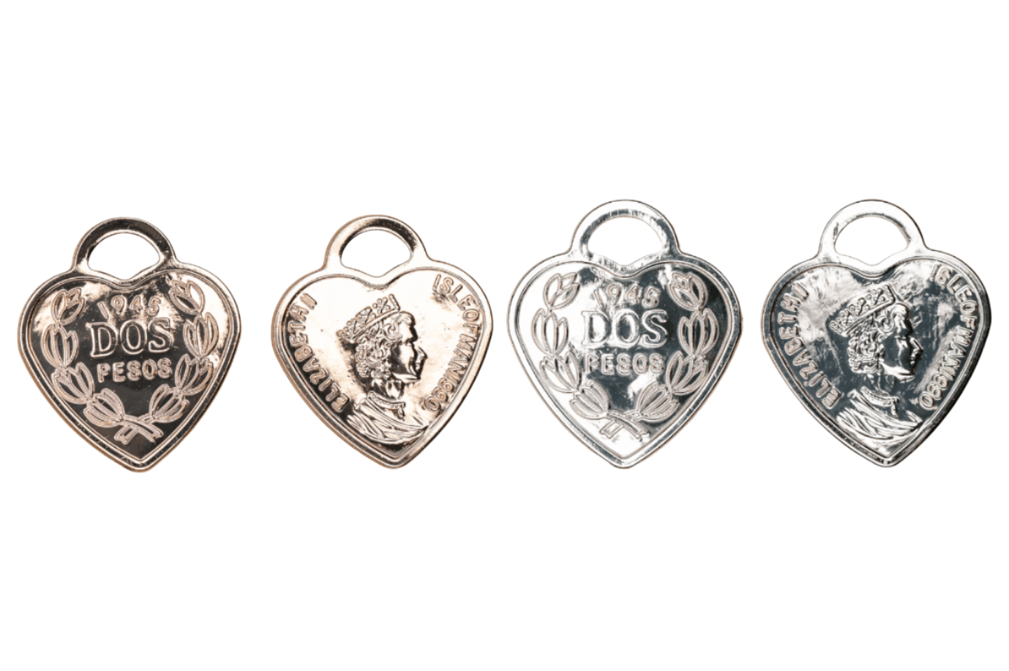 "Dos Pesos" Heart Charm Sold by the Piece - K151