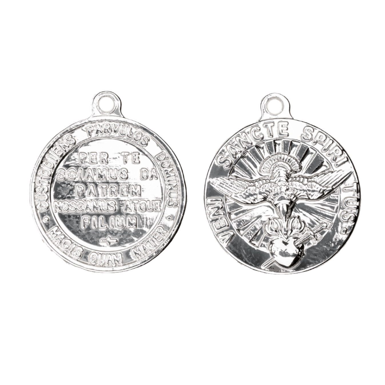 21mm x 18mm Latin Catholic Veni Sancte Spiritus Coin Charm - Double Sided - Sold by the Piece - K152