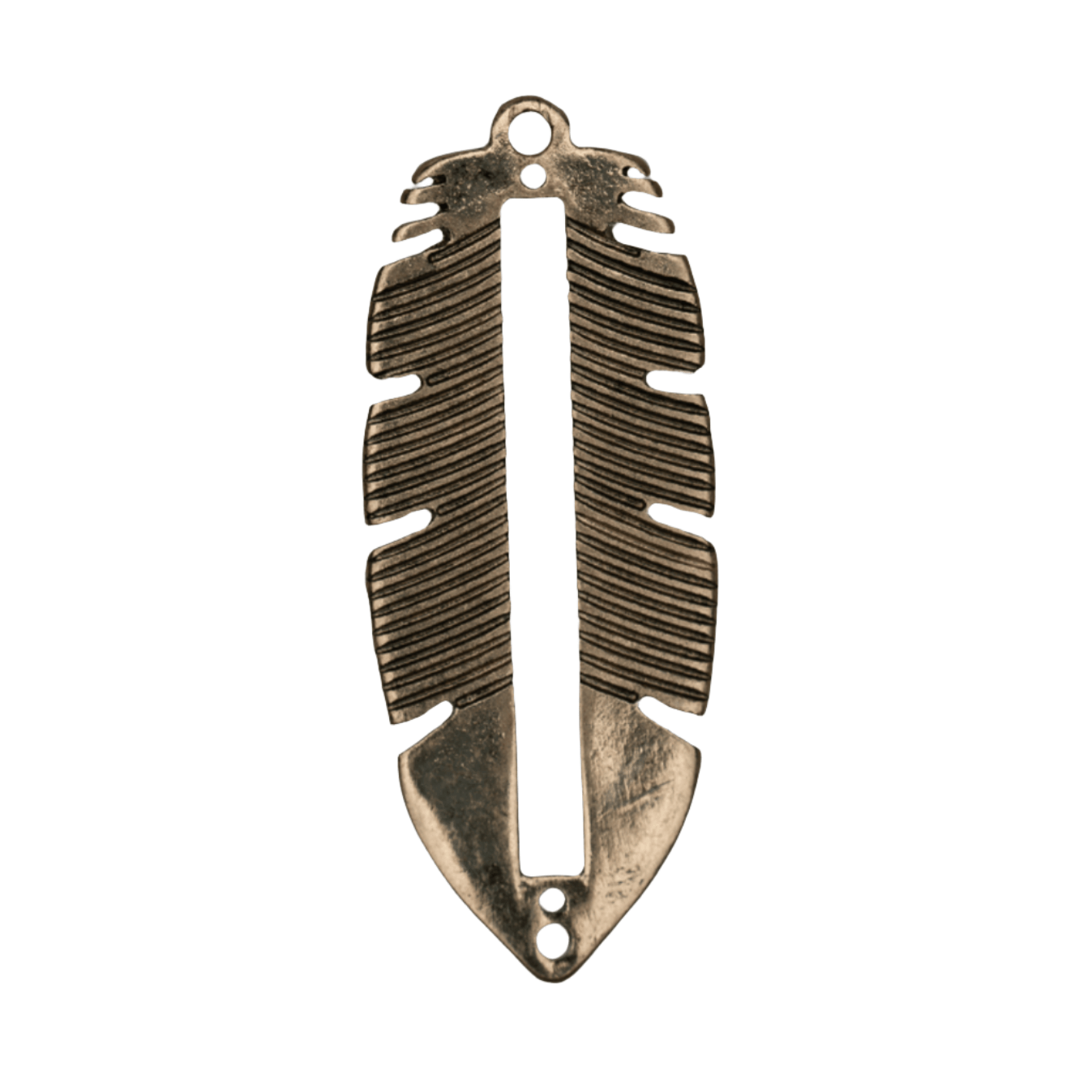 33mm x 13.5mm Centerline Seed Bead Feather Charm - Made of plated zinc - Sold individually - K154