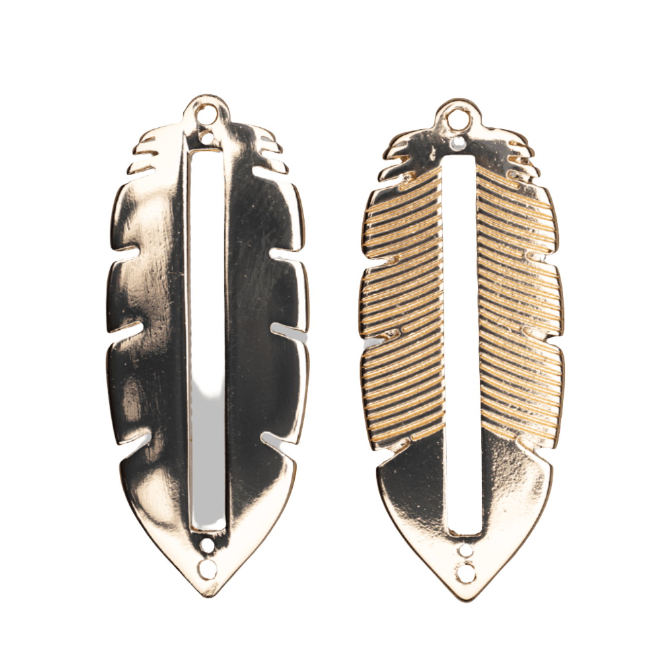 33mm x 13.5mm Centerline Seed Bead Feather Charm - Made of plated zinc - Sold individually - K154