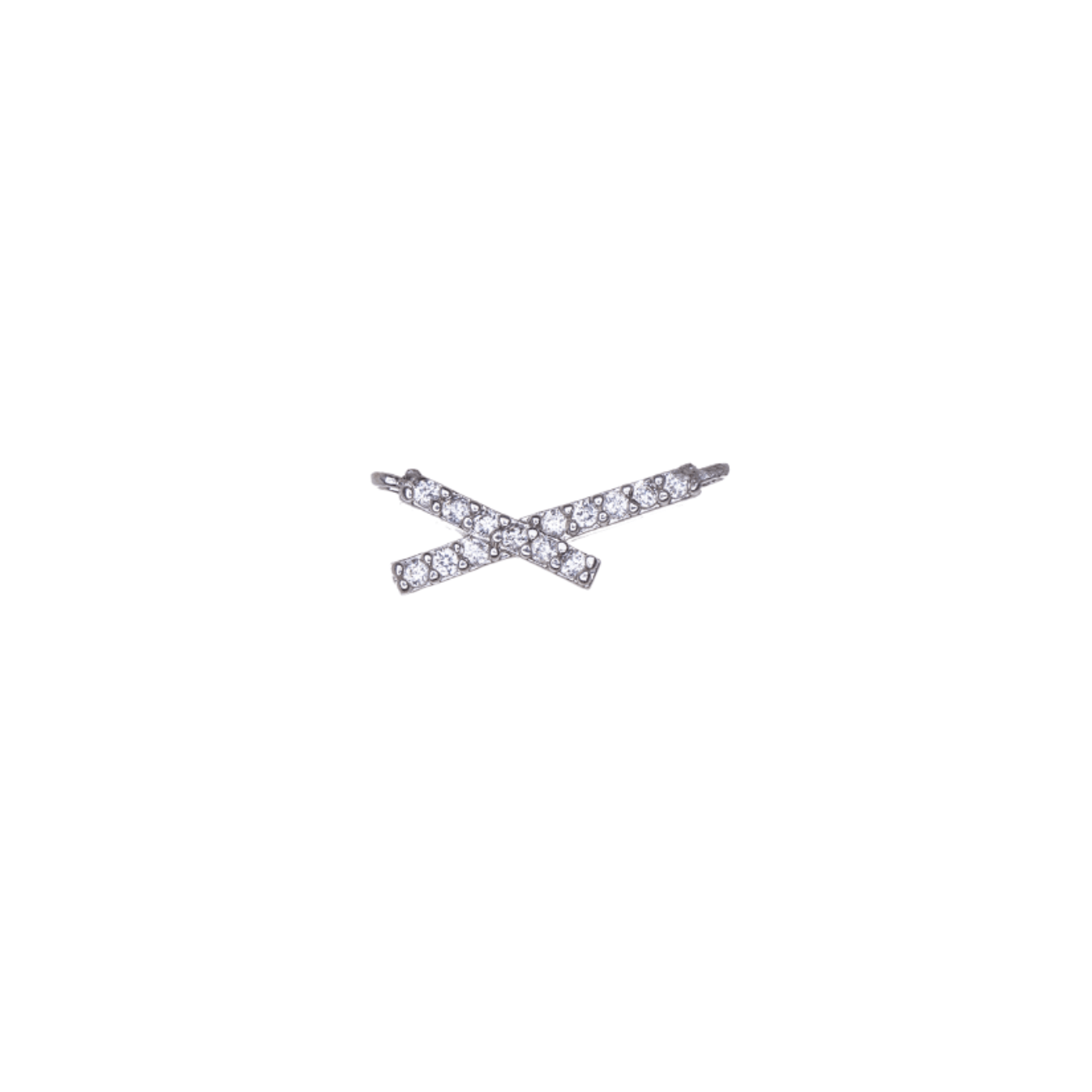 13mm x 5mm Inlaid Crystal "X" Charm - Made from Zinc - Silver and 18k Gold Finishes - Sold by the Piece - K157