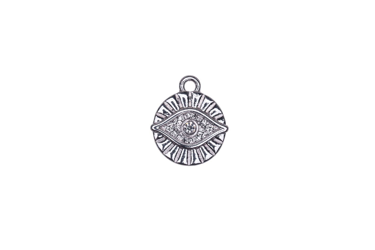 3.25mm Cubic Zirconia Round Eye Charm - Made of plated zinc - Sold individually - K159