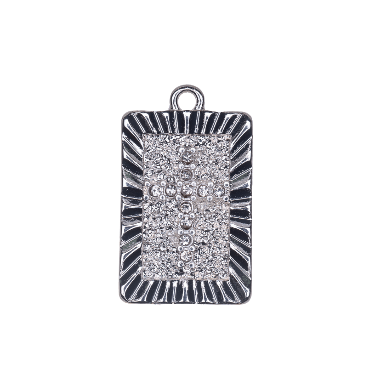 23.5mm x 14.5mm Inlaid Crystal Framed Cross Charm - Made of plated zinc - Sold individually - K160