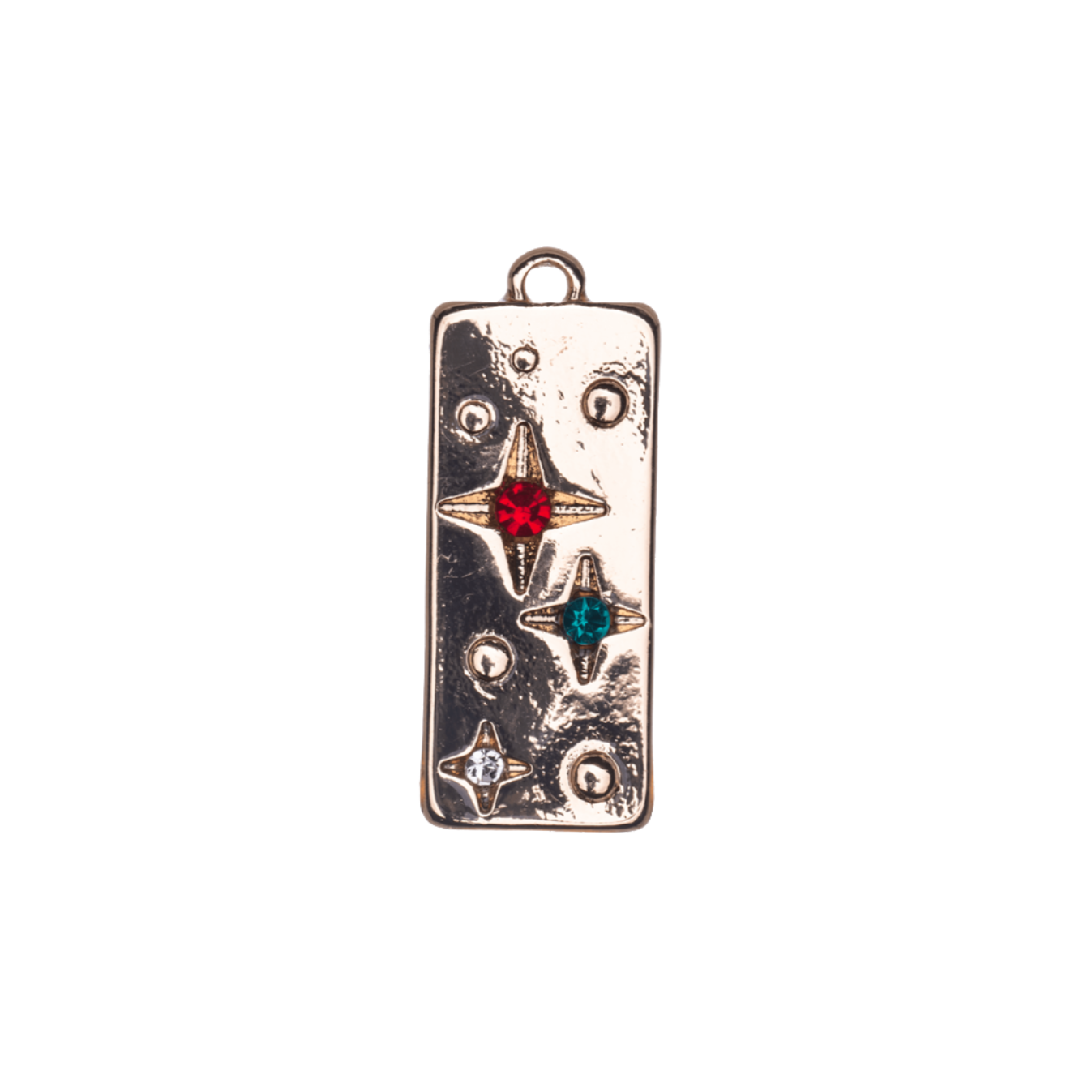 23mm x 9mm Rectangle Inlaid Crystal Star Constellation Charm - Made of Zinc - Silver and 18k Gold Finishes - Sold by the Piece - K162