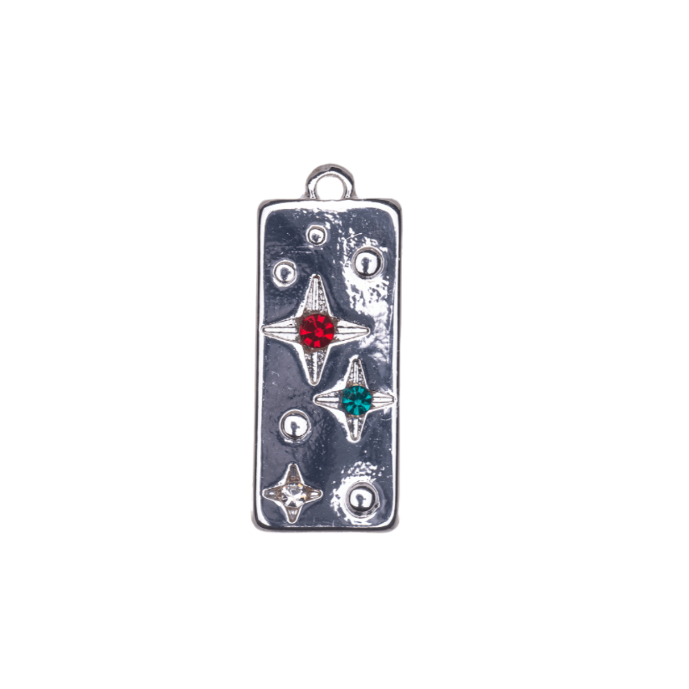 23mm x 9mm Rectangle Inlaid Crystal Star Constellation Charm - Made of Zinc - Silver and 18k Gold Finishes - Sold by the Piece - K162