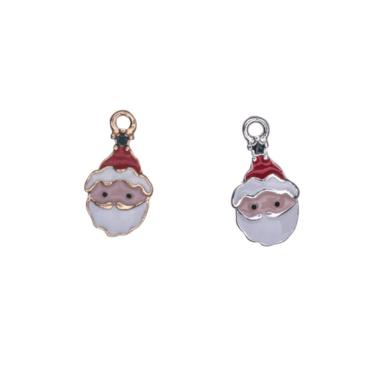 Silver & Gold Epoxy Santa Claus Christmas Charm measures 15mm x 8mm sold by the Piece - K167