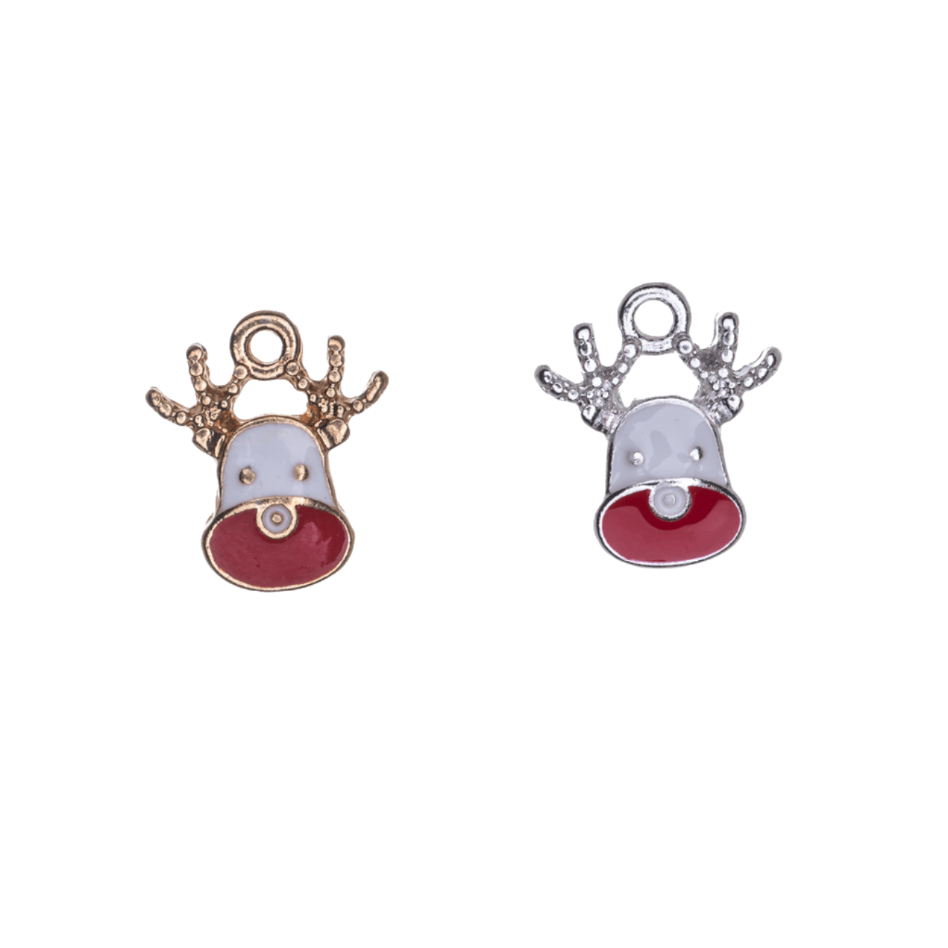12.5mm x 10.5mm Epoxy Christmas Reindeer Charm - Made of Zinc - Silver and 18k Gold Finishes - Sold by the Piece - K168