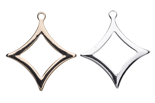 32mm x 28mm Starburst Charm - Made of Brass - Silver and 18k Gold Finishes - Sold by the Piece - K169