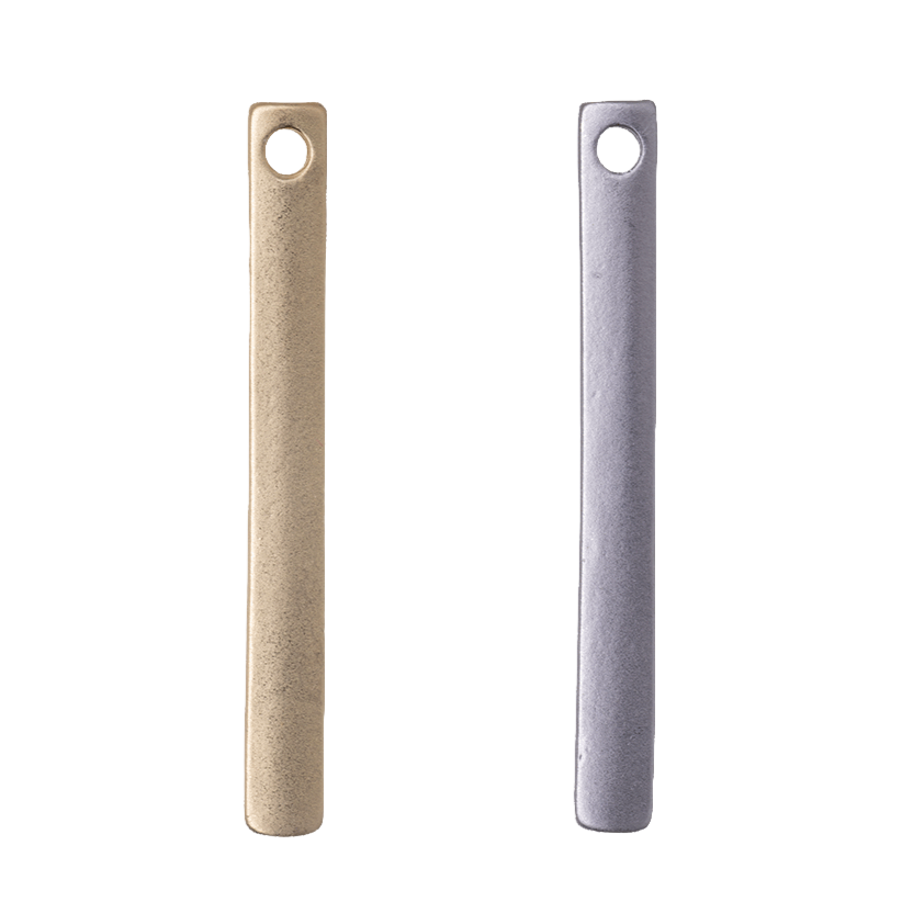 32mm x 4mm Bar Pendant Charm - Made of Pewter - Satin Rhodium Silver and Satin Hamilton Gold - Sold by the Piece - K20