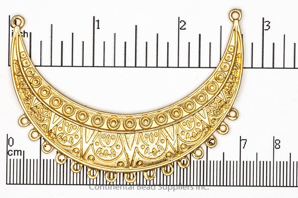 70mm Curved Ornate Collar Pendant - Made of Pewter - Satin Rhodium Silver and Satin Hamilton Gold Finishes - Sold by the Piece - K93