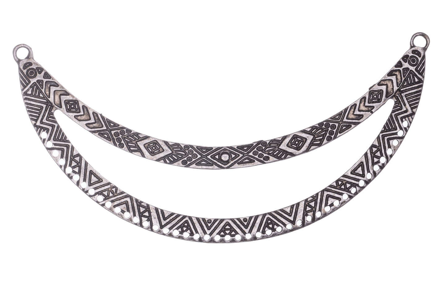 119mm Detailed Double Collar Pendant - With 43 Holes - Made of Pewter - Sold by the Piece - Multiple Finishes - K95