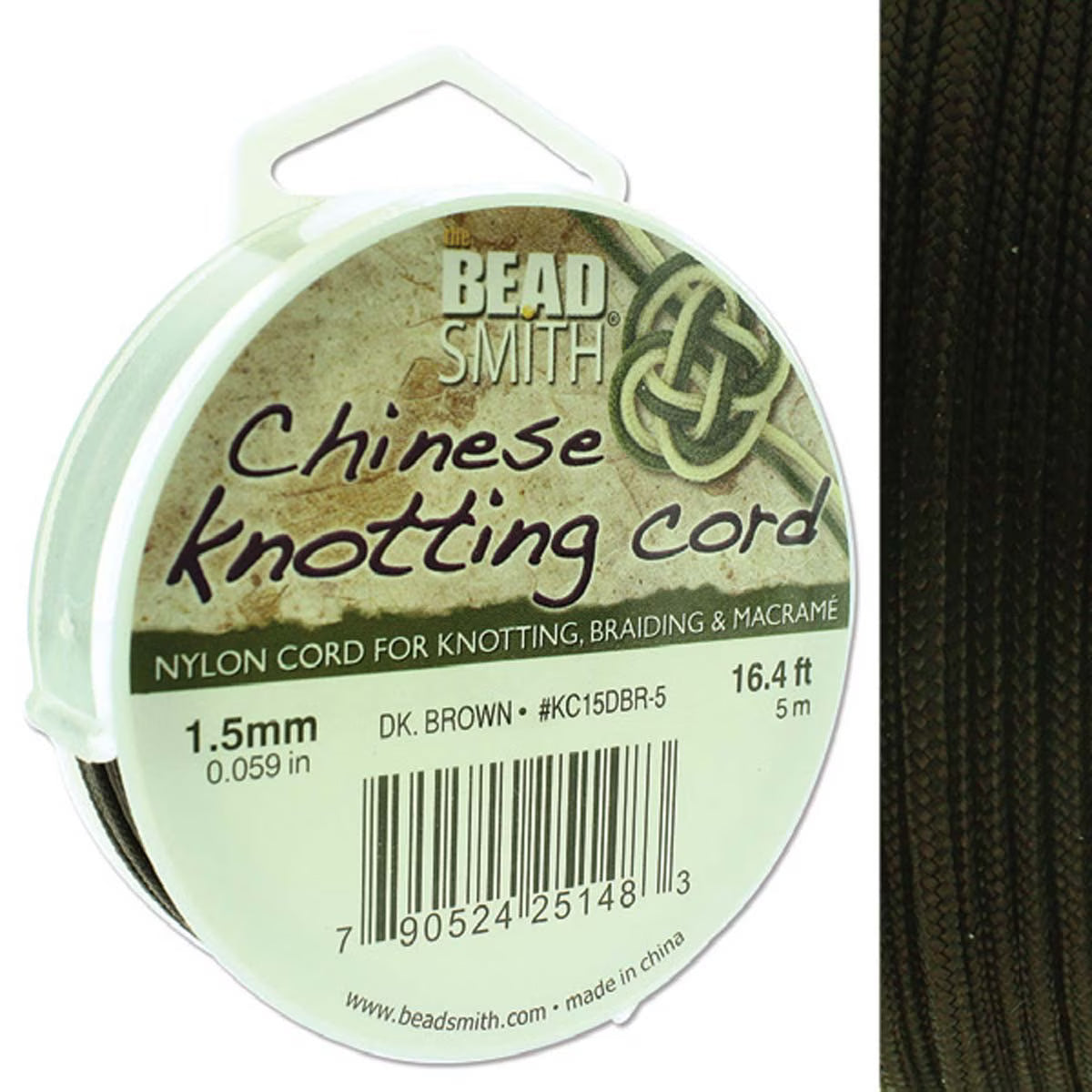 KNOTTING CORD 1.5MM 5 METER DK BROWN