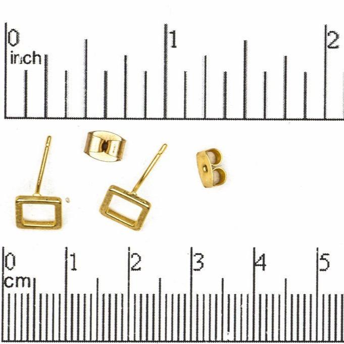 7mm Square Post Earring - Earnut Included - Satin Rhodium Silver and Satin Hamilton Gold Finishes - Sold by the Piece - KE-11