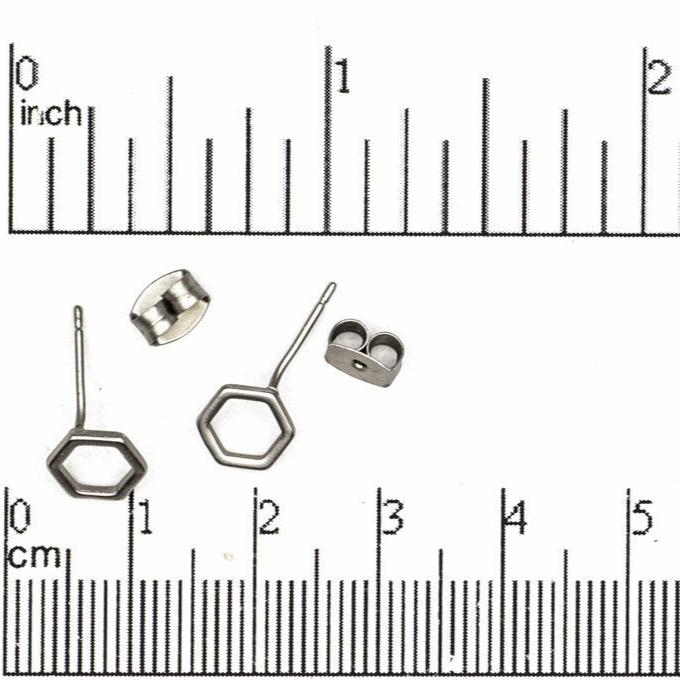 8mm Hexagon 21 Gauge Post Earring - Earnut Included - Sold by the Piece - KE-16