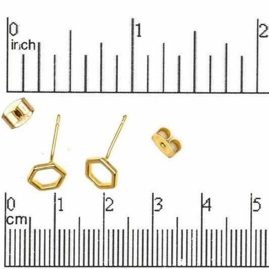 8mm Hexagon 21 Gauge Post Earring - Earnut Included - Sold by the Piece - KE-16
