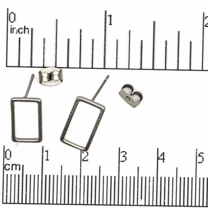 15mm x 8mm Rectangular Post Earring - Earnut Included - Satin Rhodium Silver and Satin Hamilton Gold Finishes - Sold by the Piece - KE-17