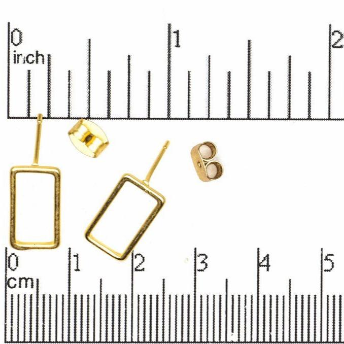 15mm x 8mm Rectangular Post Earring - Earnut Included - Satin Rhodium Silver and Satin Hamilton Gold Finishes - Sold by the Piece - KE-17