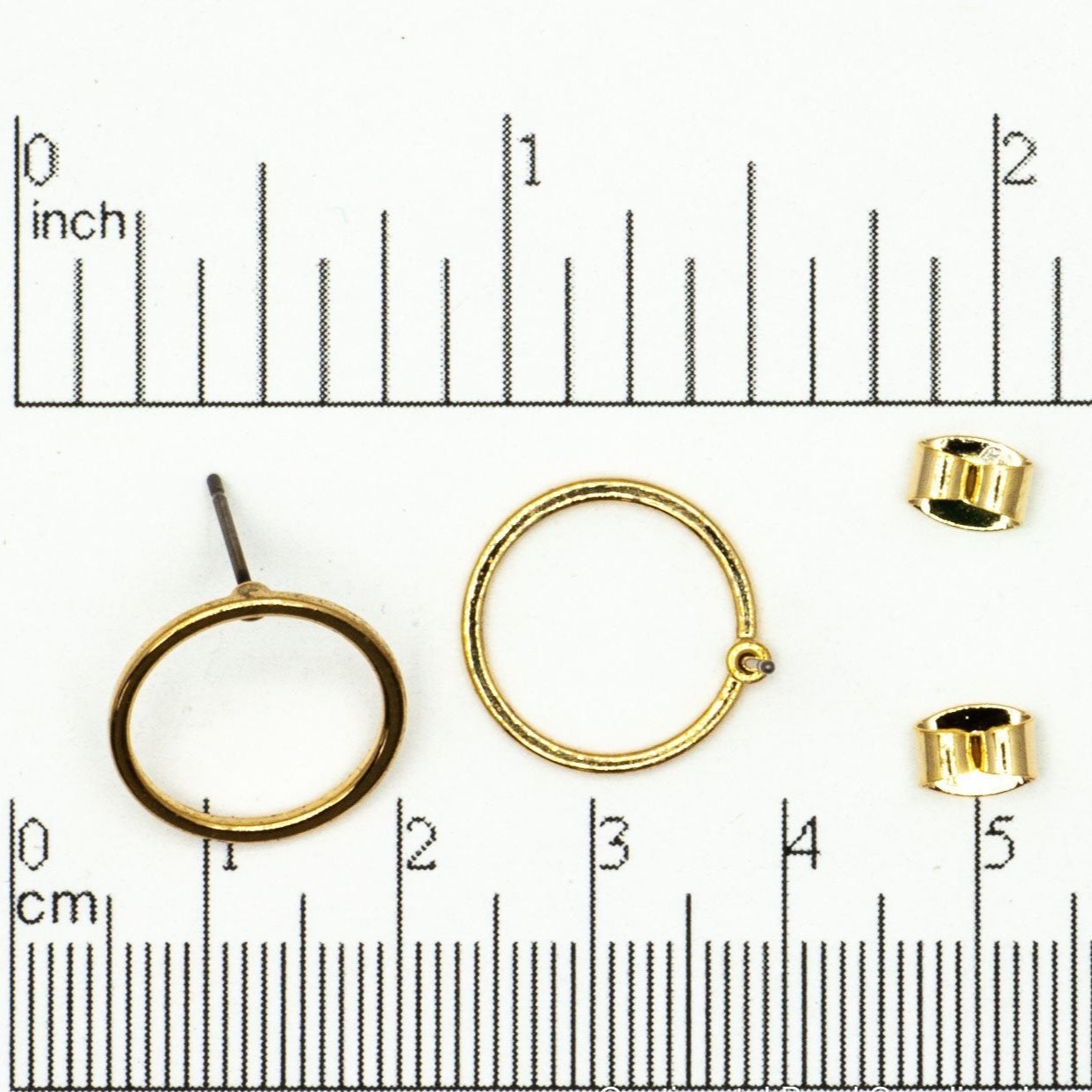 15mm Round Hoop Post Earring - Earnut Included - Available in 4 Finishes - Sold by the Piece - KE-21