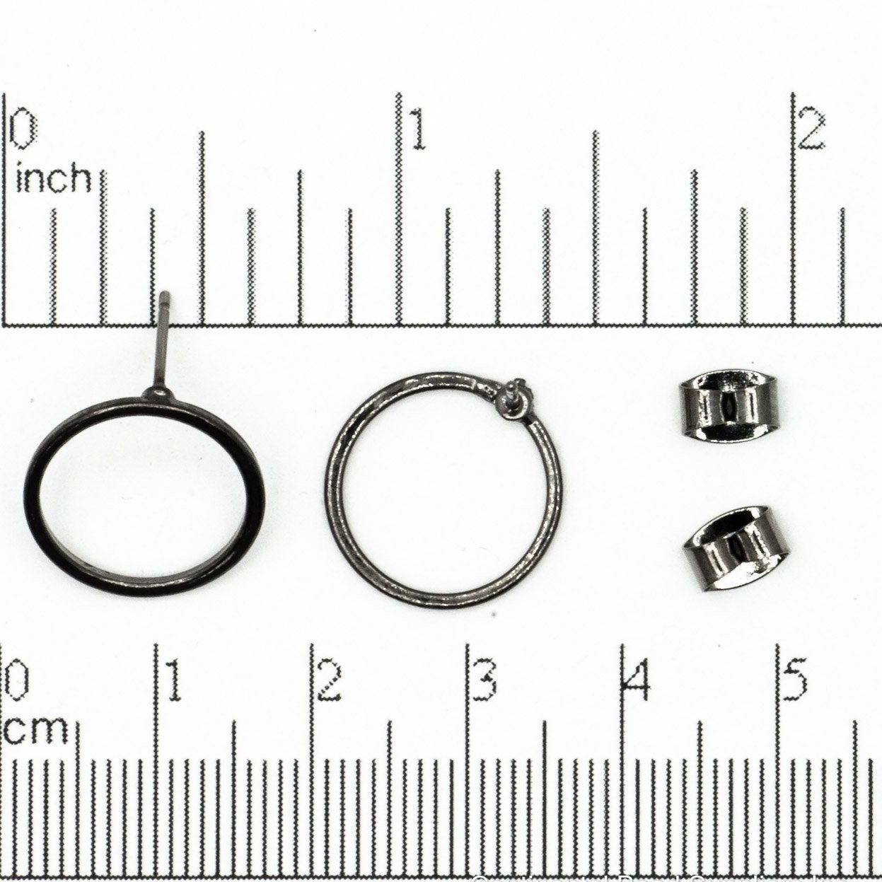 15mm Round Hoop Post Earring - Earnut Included - Available in 4 Finishes - Sold by the Piece - KE-21