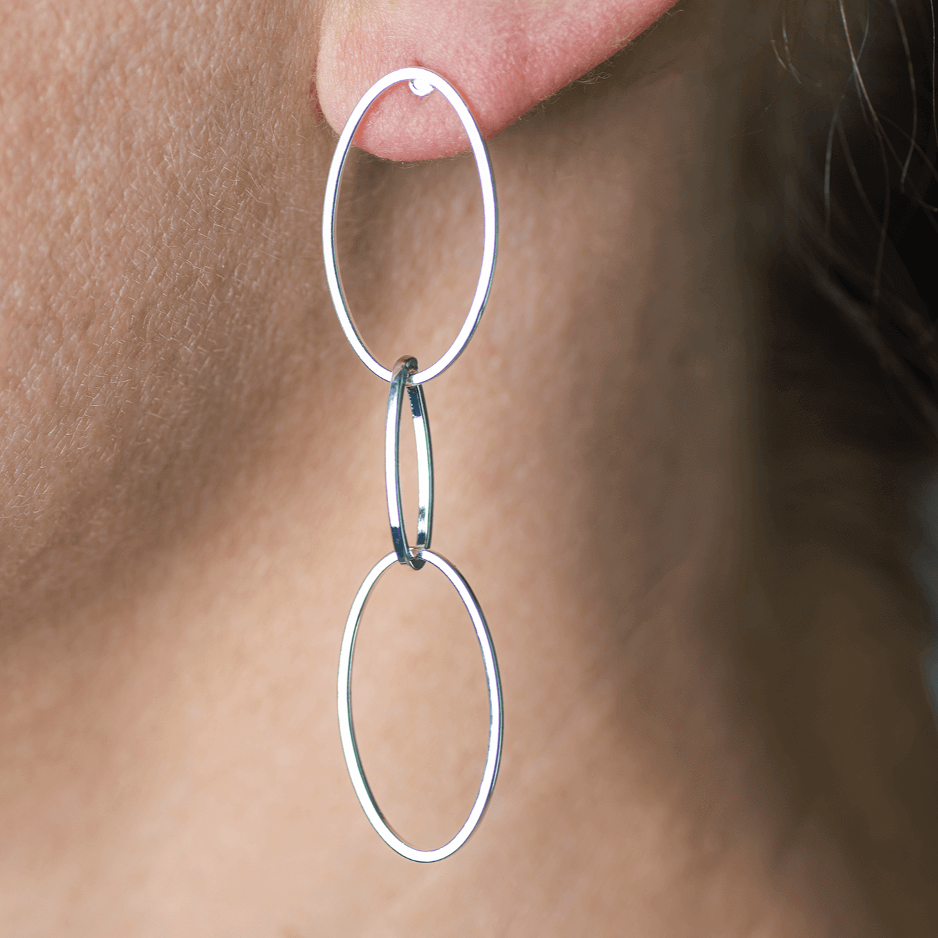 25mm x 13mm Large Oval Cable Chain Earring - Earnut Back Included - Sold by the Piece - Available in Silver & Gold - KE-27