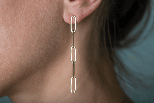14mm x 5mm Paperclip Chain Earring w/ Earnut included - Made of plated brass - Sold individually - KE-28