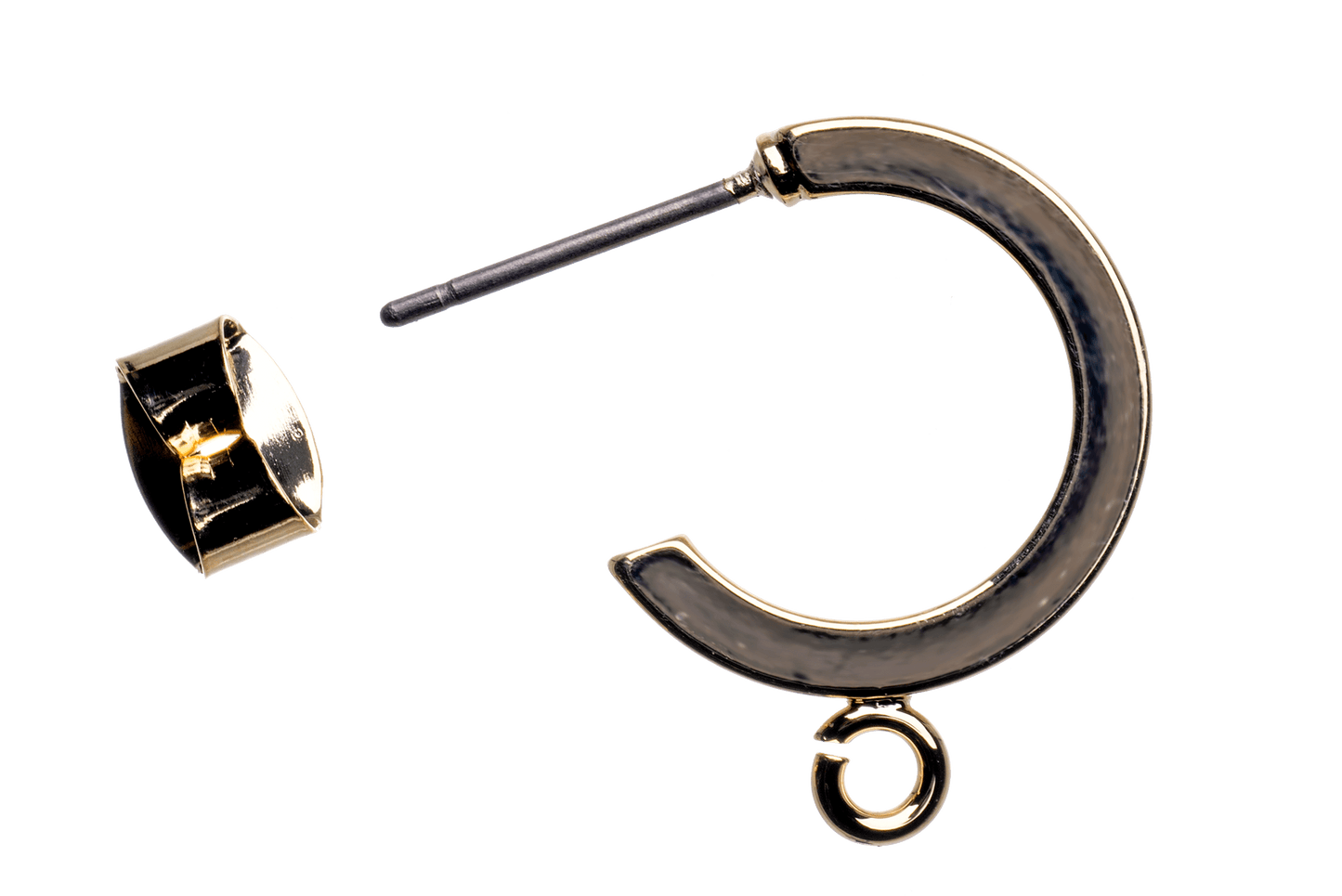 15mm Round Hoop Post Earring with Loop and Earnut Available in Silver & Gold- KE-31