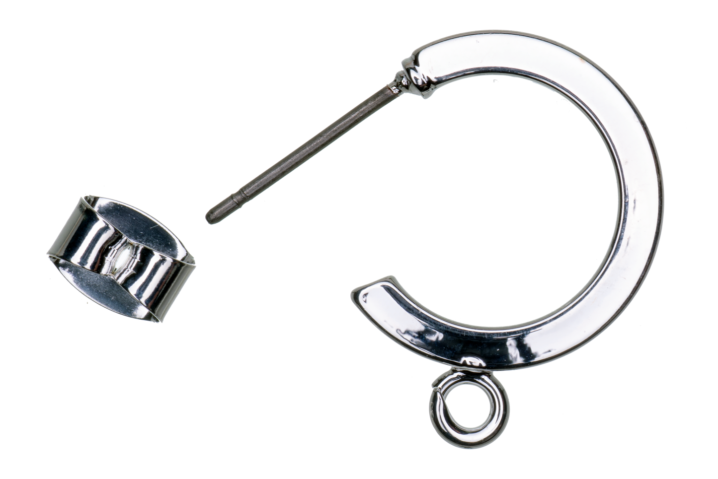 15mm Round Hoop Post Earring with Loop and Earnut Available in Silver & Gold- KE-31