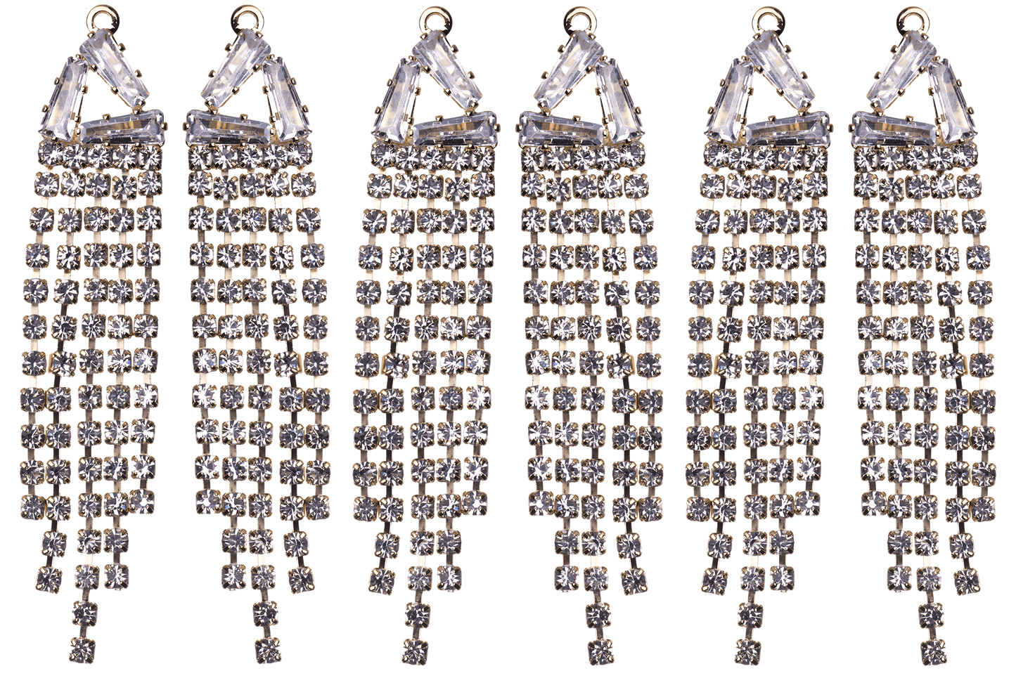 60mm Crystal Drop Chandelier Earring Component - 5 Strands of Crystals - Silver and Gold - KE-32