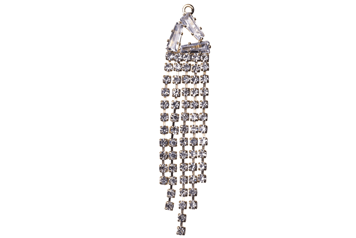 60mm Crystal Drop Chandelier Earring Component - 5 Strands of Crystals - Silver and Gold - KE-32
