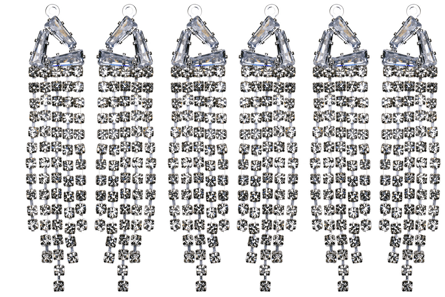 60mm Crystal Drop Chandelier Earring Component - 5 Strands of Crystals - Silver and Gold - KE-32