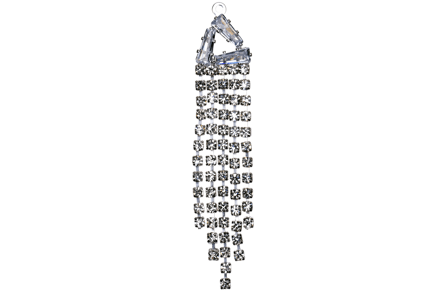 60mm Crystal Drop Chandelier Earring Component - 5 Strands of Crystals - Silver and Gold - KE-32