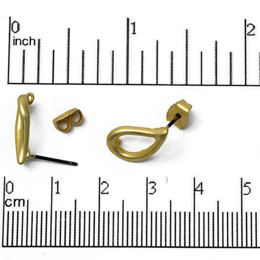 Teardrop Earring Posts w/ Earnut - Matte Silver & Gold - Per Piece