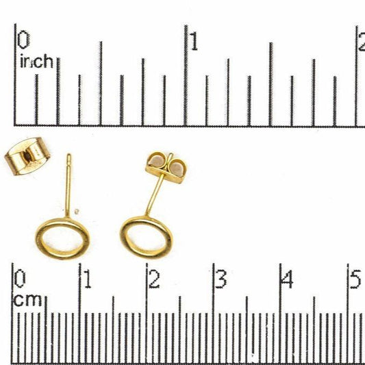 8mm Circle Post Earring - Earnut Included - Electro-Plated - Satin Rhodium Silver and Satin Hamilton Gold - Sold by the Piece - KE-20