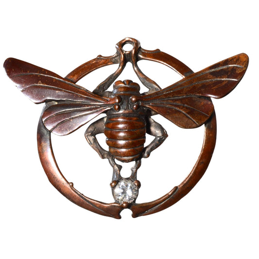 Bob Burkett Bronze Insect Pendant with Clear Crystal Accent