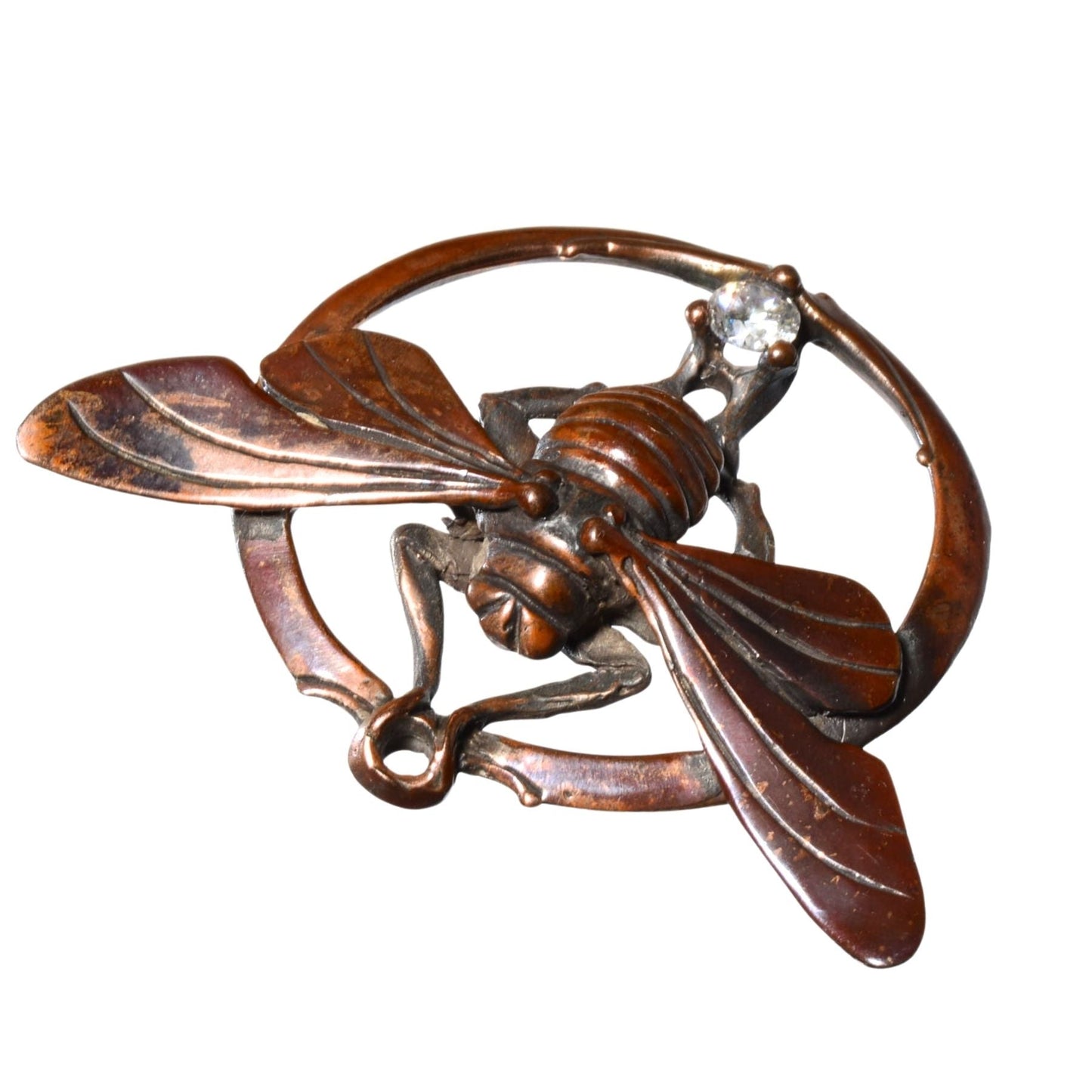 Bob Burkett Bronze Insect Pendant with Clear Crystal Accent