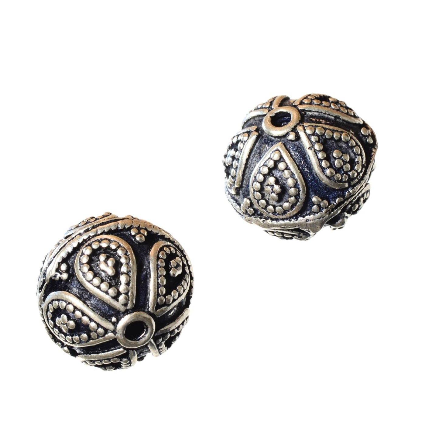 Sterling Silver Ornate Round Bead – 14mm