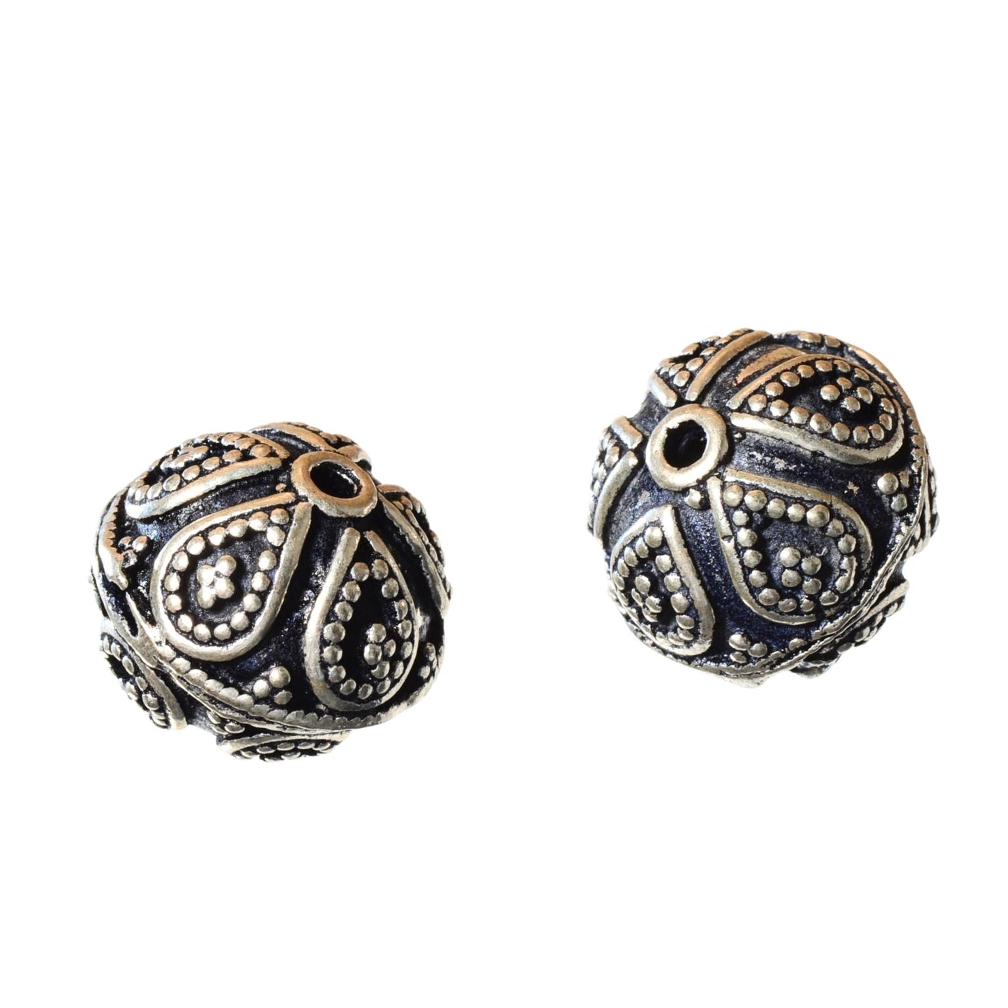 Sterling Silver Ornate Round Bead – 14mm