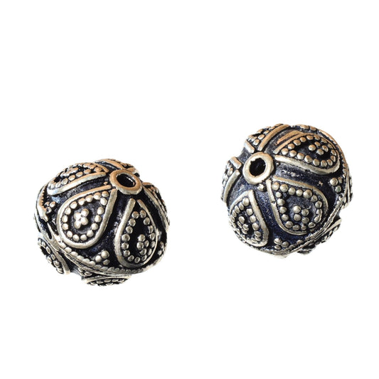 Sterling Silver Ornate Round Bead – 14mm