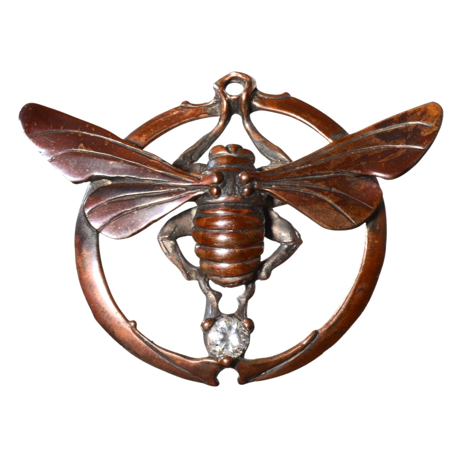 Bob Burkett Bronze Insect Pendant with Clear Crystal Accent