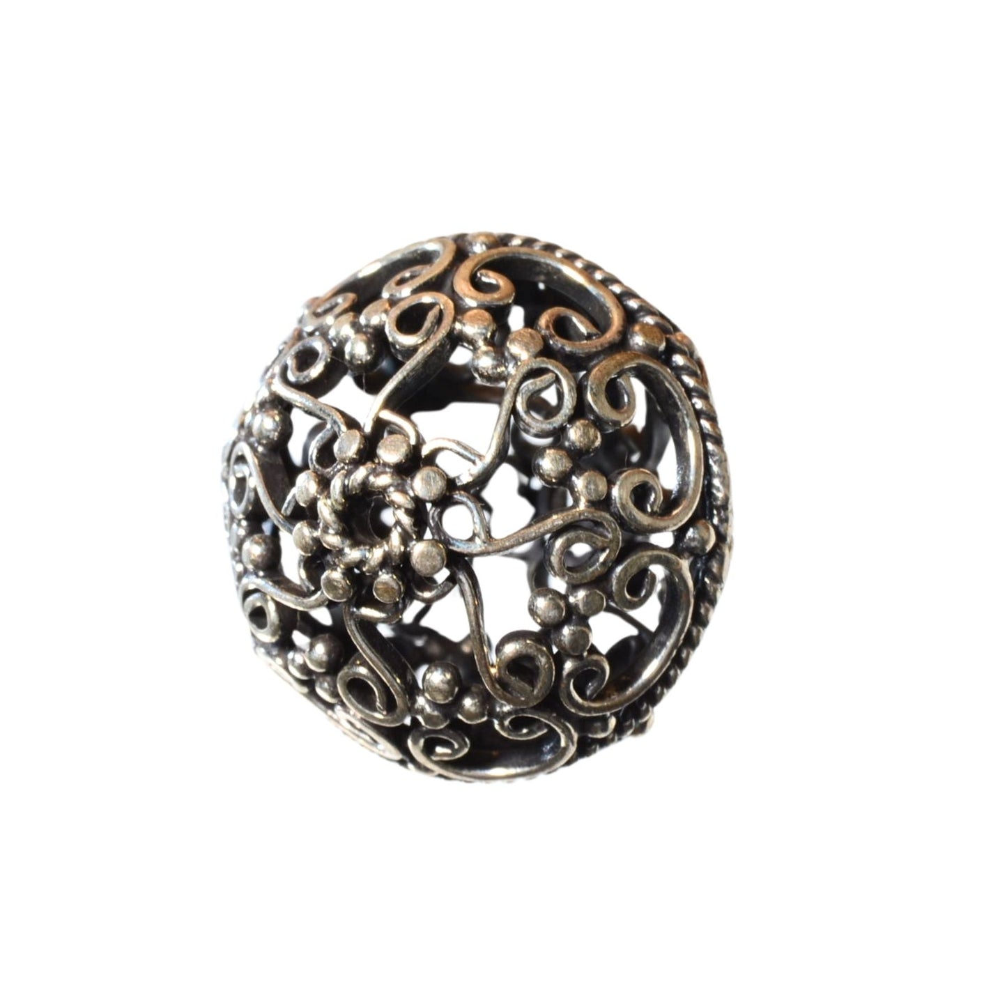Sterling Silver Filigree Oval Bead – 18mm