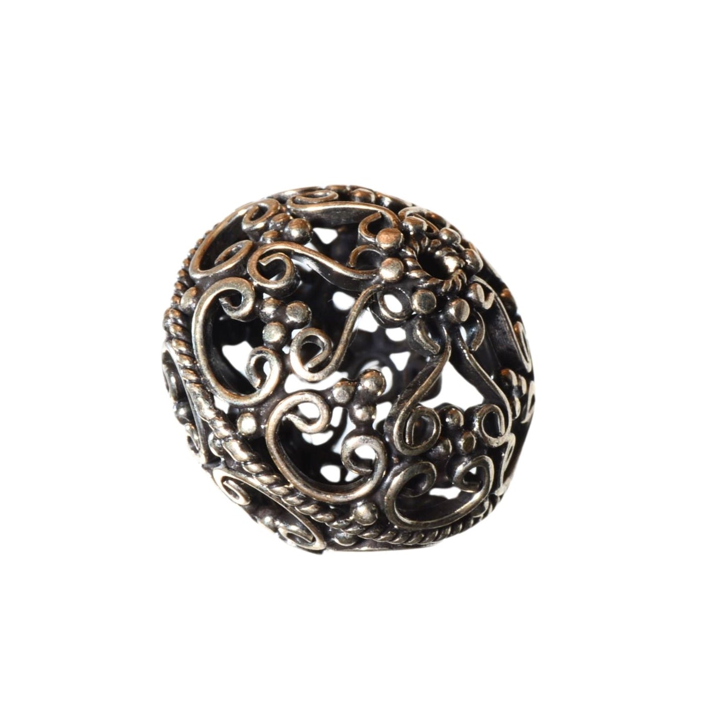 Sterling Silver Filigree Oval Bead – 18mm