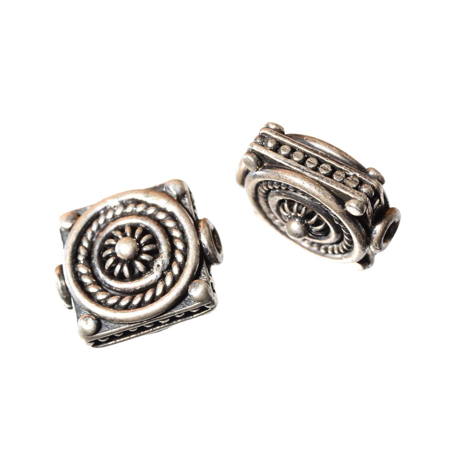 Sterling Silver Ornate Square Bead – 12.5mm