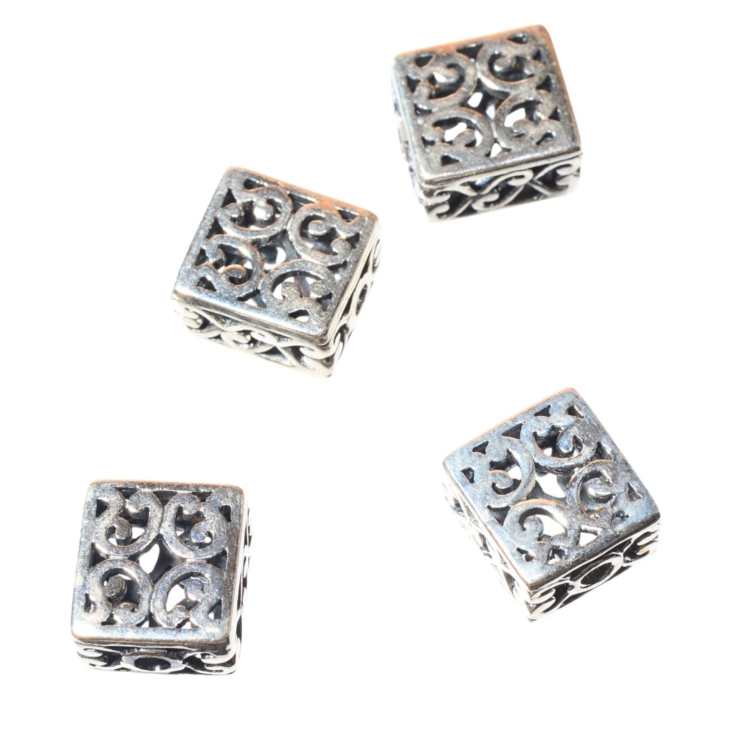 Sterling Silver Square Filigree Bead – 10mm