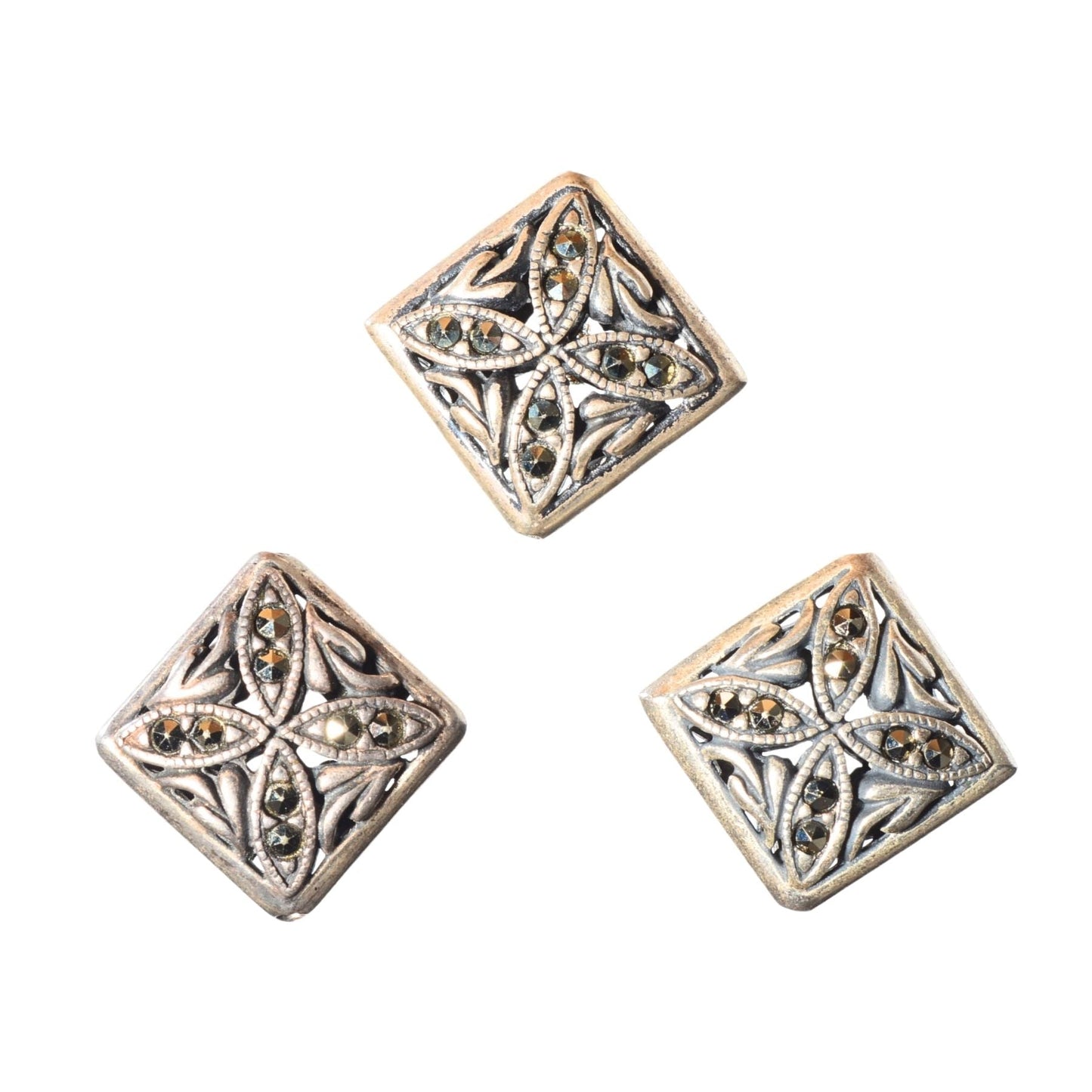 Sterling Silver Marcasite Diamond Bead 15mm – Point to Point Drill